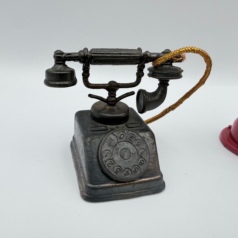 Vintage Durham Industries Die-Cast Metal Telephone and Fan Pencil Sharpener Set - Picture 2 of 9